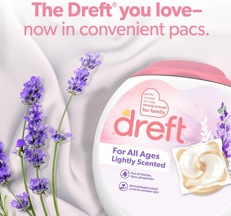 Dreft Laundry Detergent XL Pacs, Light Scent, Lavender, 18 Count - Image 2